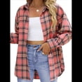 thumbnail image 1 of Camisas de Franela A Cuadros para Mujer, Blusas de Larga de Gran Tamaño con Botones, Tops. Rosa XL, 1 of 10