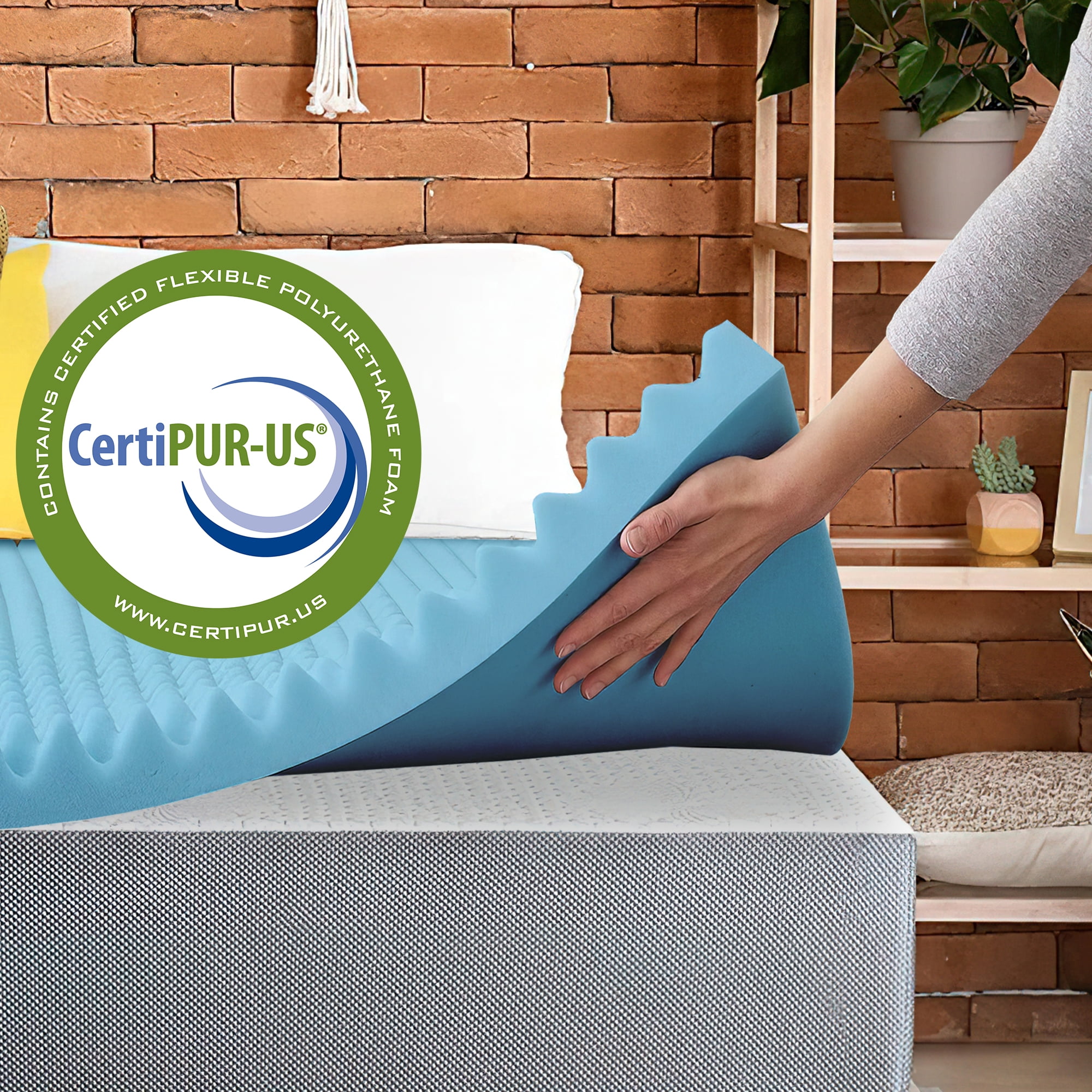 Continental Sleep, 3" Convoluted Gel Memory Foam Toppers, King, Blue