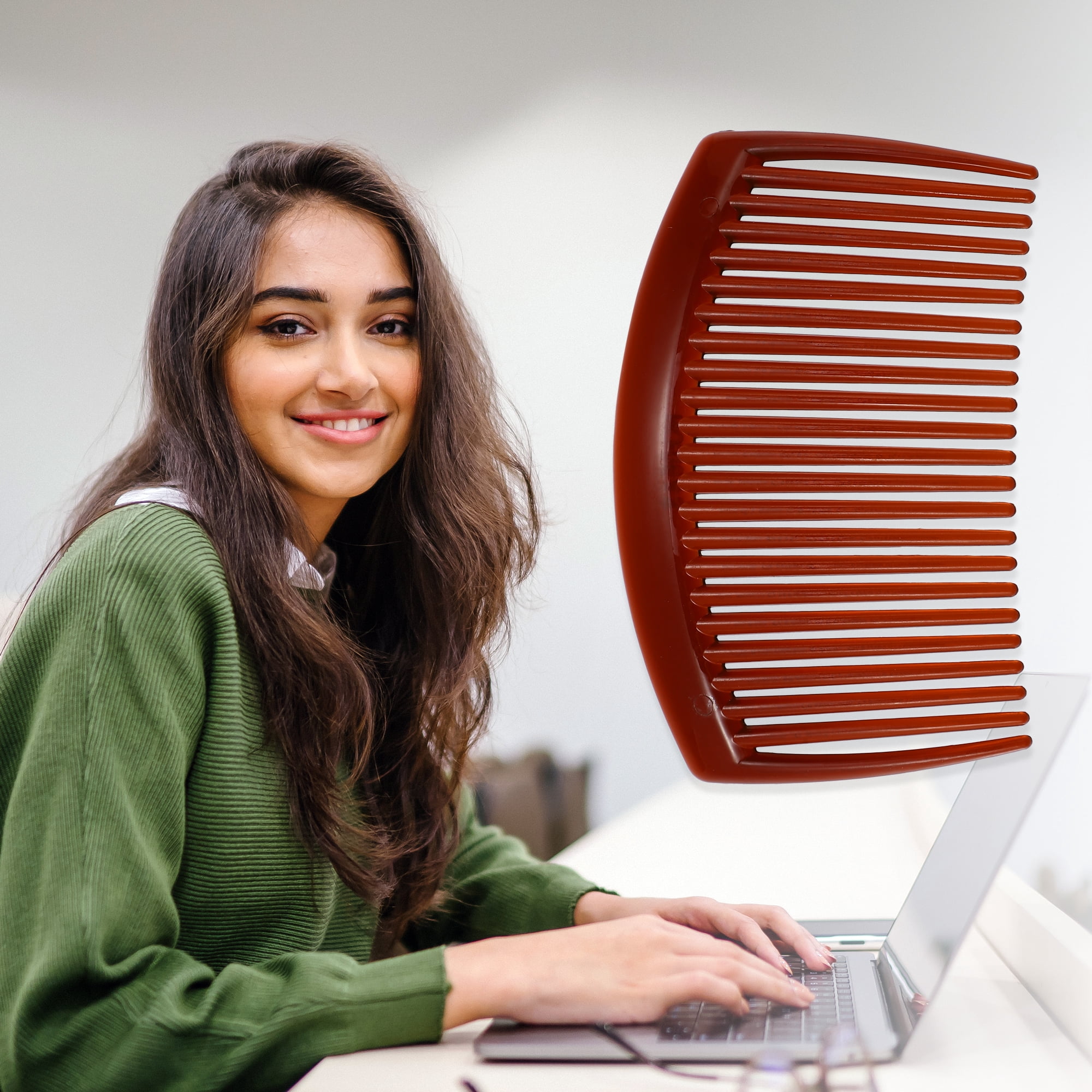 Unique Bargains 8 Pcs Classic Side Clip Hair Comb Teeth Hair Combs 3" Plastic Brown