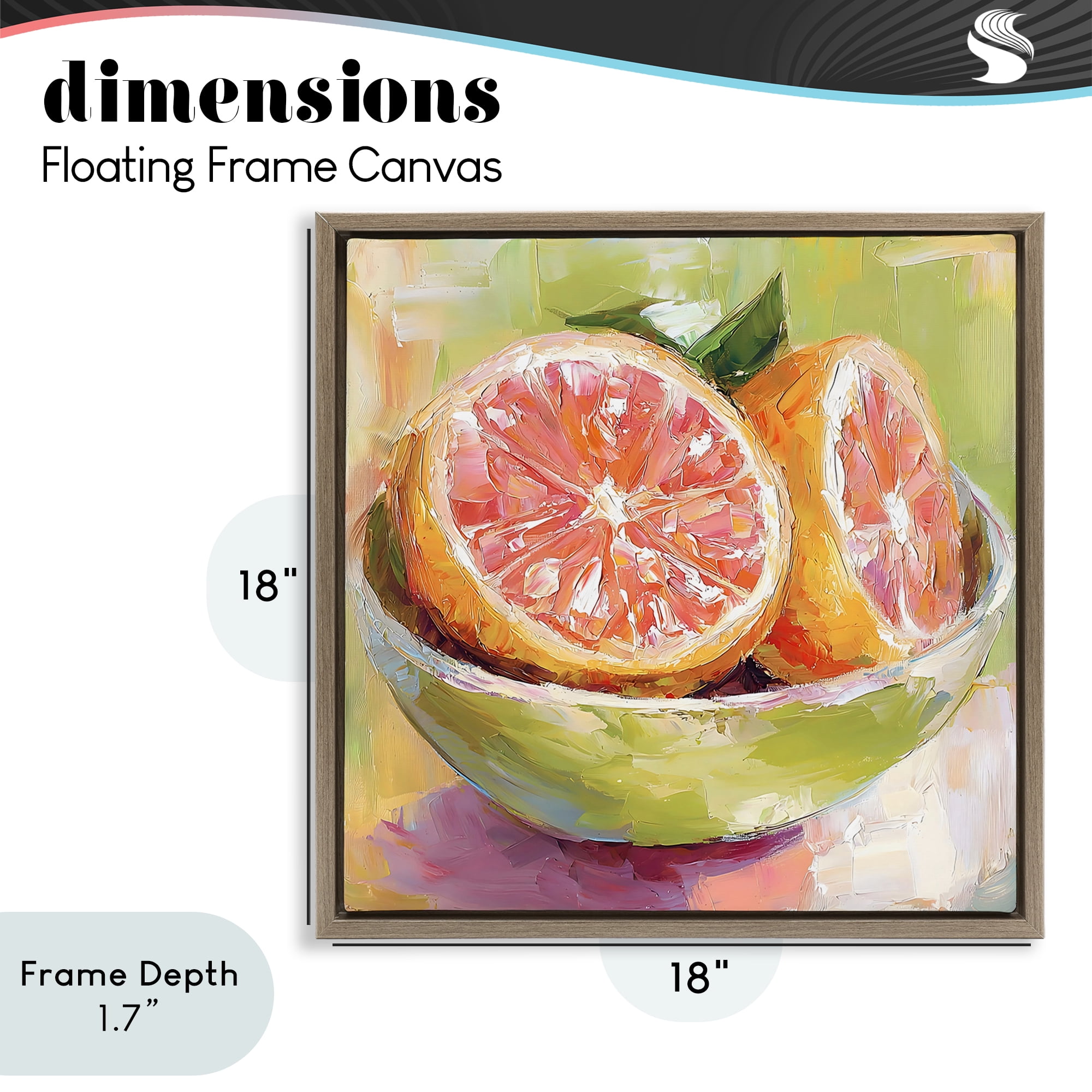 Stupell Industries Sliced Grapefruit in Bowl Brown Framed Floater Canvas Wall Art, design by Riley B
