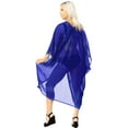 thumbnail image 2 of HAPPY BAY Women's Chiffon Beach Solid Sheer Button Down Kimono Swimwear Cover ups Casual Summer Kimonos for Women Beachwear Duster Cardigan 3X-4X Royal, Solid, 2 of 5