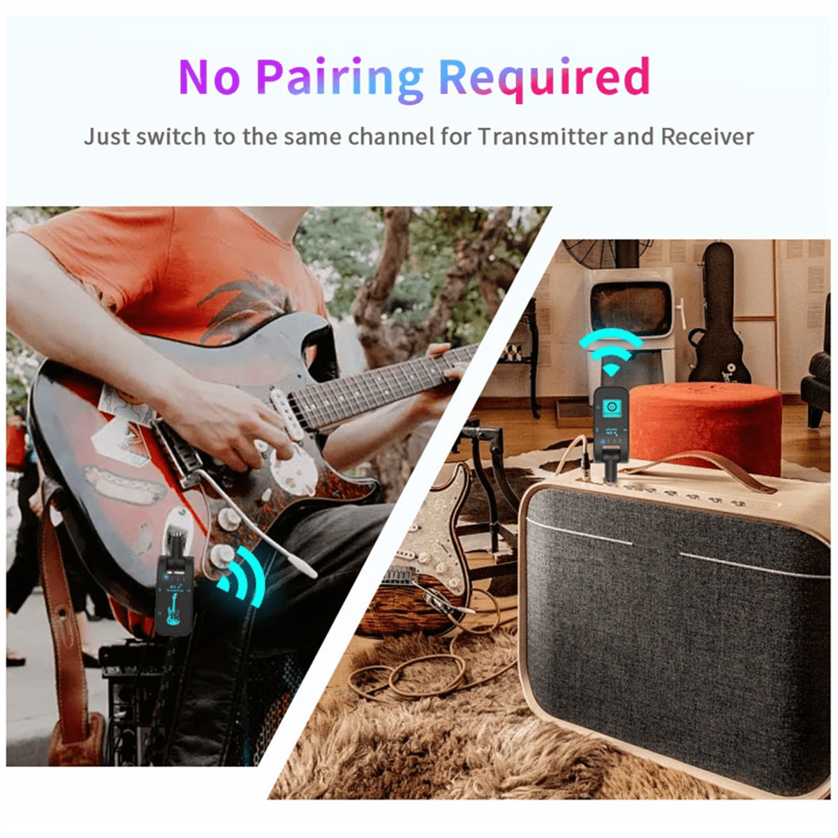 New 2.4G Guitar Wireless Transceiver Electric Blowpipe Audio Transmission Transceiver 8 Channels Duration 10 Hours A,1 * receiver 1 * transmitter 1 * data cable,Black