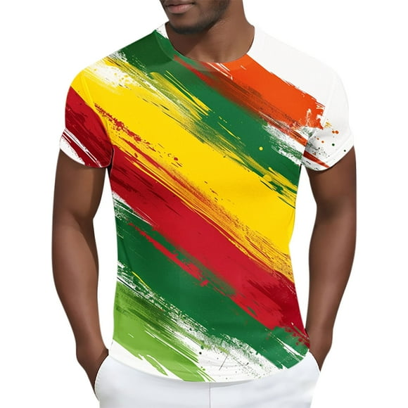 Tops para hombre, blusas y camisas de manga corta con cuello redondo para hombre Camisa de manga corta estampada para hombre Top/camisa de manga corta con cuello redondo Tops para hombre