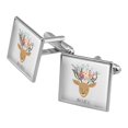 thumbnail image 1 of Noel Christmas Deer with Flowers Square Cufflink Set - Silver or Gold, 1 of 6