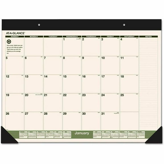At-A-Glance Products B1250213 22 x 17 in. Recycled Monthly Desk Pad - Jan to Dec - 2025 - White