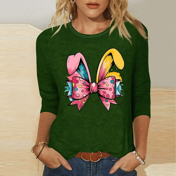 Xixinqiwan Easter Clothing for Women,Womens Plus Size Bunny Graphic Tees Happy Easter Bunny Hare Tops Funny Spring Shirts