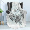 thumbnail image 4 of Saying Soft Flannel Fleece Throw Blanket, Doodle Hand Drawn Dream Catcher Culture Inspired Design, Cozy Plush for Indoor and Outdoor Use, 50" x 60", Grey and Pale Blue, by Ambesonne, 4 of 5