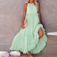 thumbnail image 2 of 2025 Vestido largo sin mangas para mujer, vestido de playa informal con volantes fluidos, vestido de poliéster de cintura alta, tallas S-XXL, 2 of 8