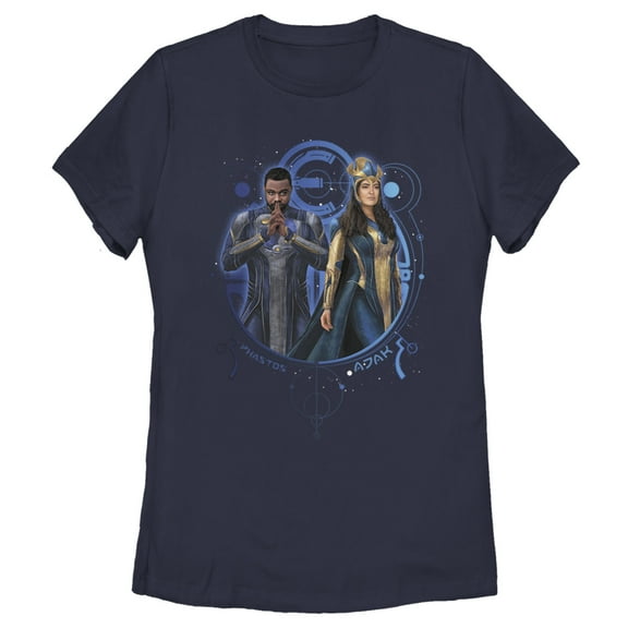 Women's Marvel Eternals Phastos and Ajak Duo  Graphic Tee Navy Blue X Large