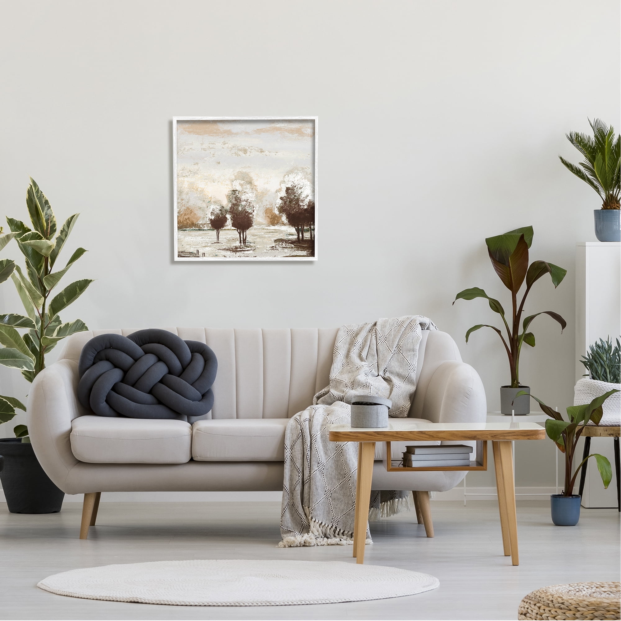 Stupell Distressed Nature Tree Collage Landscape Painting White Framed Art Print Wall Art