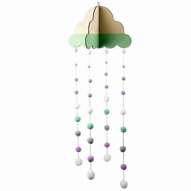 Baby Crib Mobiles, Wooden Hanging Ornament, Felt Ball Ceiling Nurse