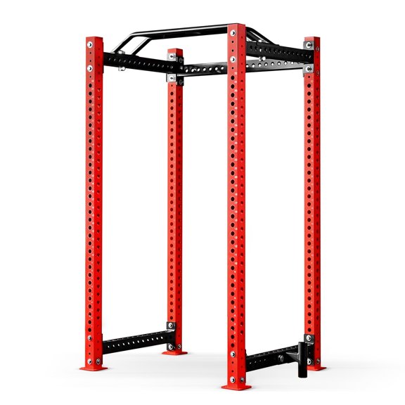 Mikolo Power Rack Cage, Elite Series 3" x 3" Commercial Squat Rack with 2400LB Capacity, and More Attachments for Home Gym(Red)