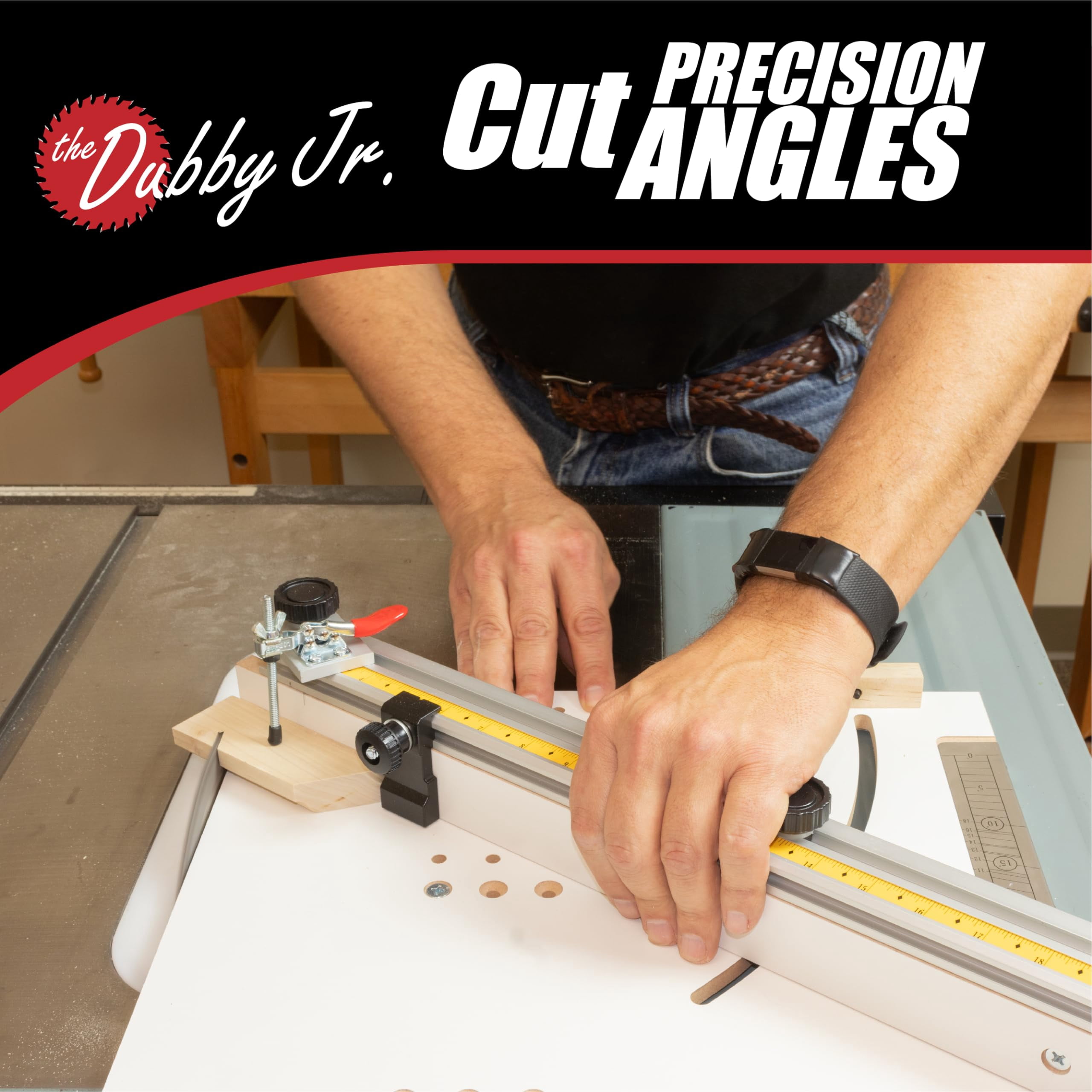 Dubby Jr. Cut-Off Crosscut Sled (Left Side) Table Jig | Quickly Cut Precise Accurate Miters | Left Side Table Sled Kit | Angle Crosscut Sled for Table | Woodworking Table Accessories C57