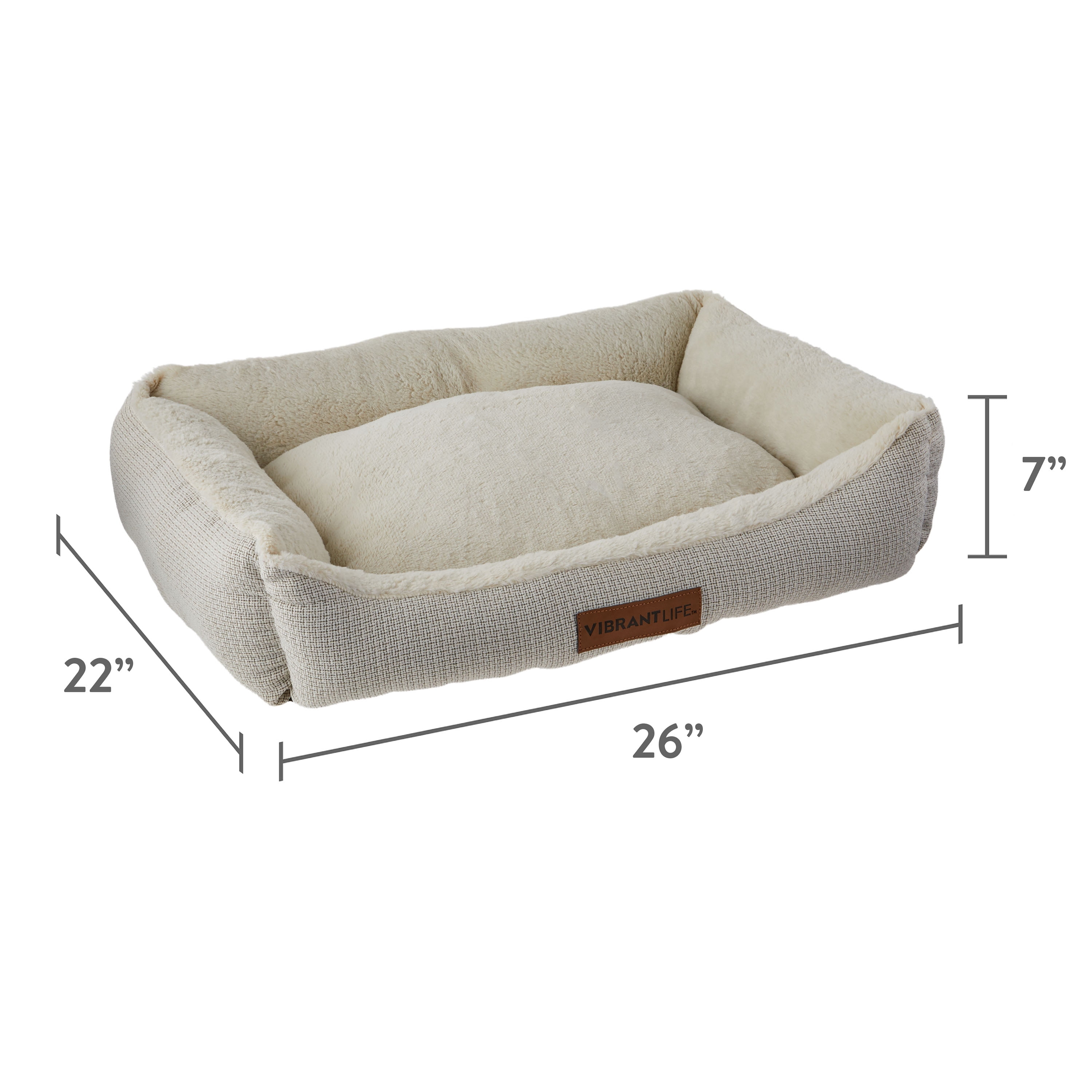 Vibrant Life Medium Luxe Cuddler Dog Bed, Cream, 27" x 21"