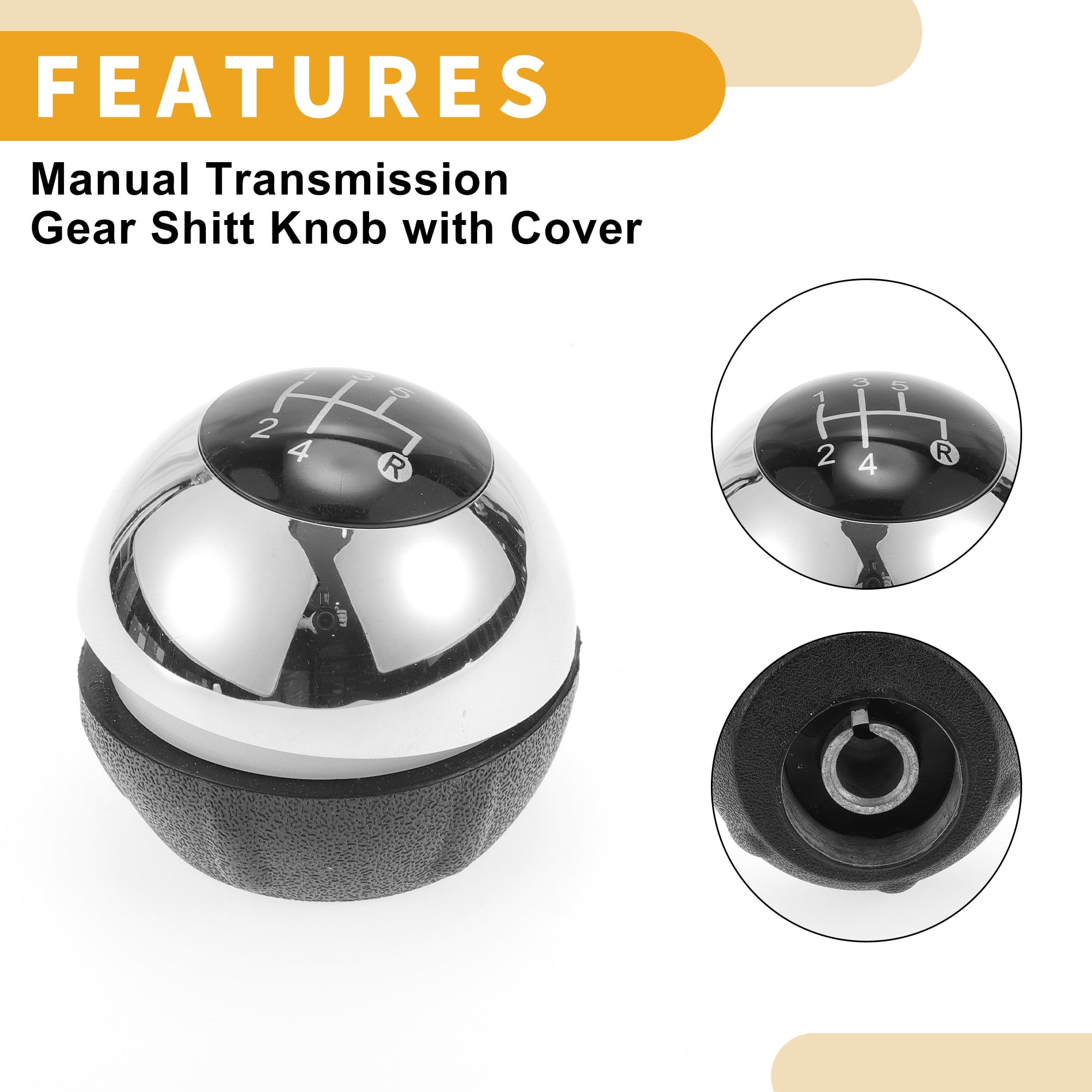 Unique Bargains 5 Speed Manual Gear Shift Knob W/ Cover - Stick Shifter Knob - for Fiat 500 2007-2014 Faux Leather 1 Pc