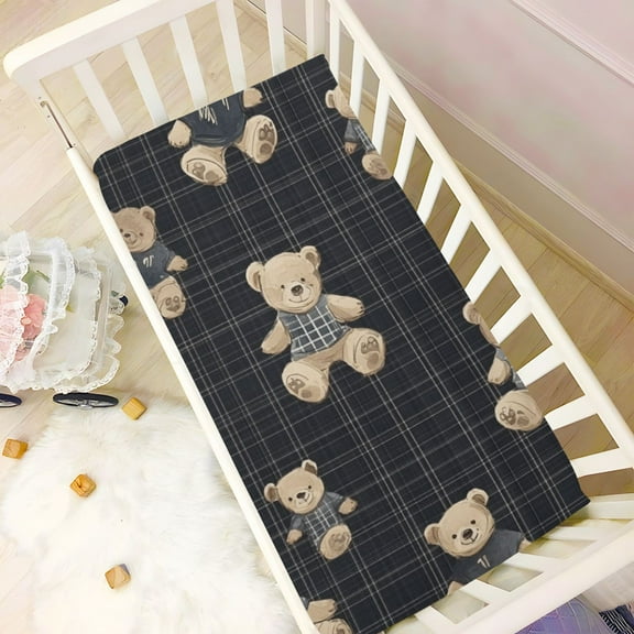 KUANGWANG Ultra Soft Fitted Microfiber Crib Sheets for Newborn Baby Boys Girls Hoodie Bears Printing Design Cute Pattern