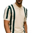 thumbnail image 5 of COSFO Striped Men's Polo Shirts Casual Short Sleeve Knit Shirt Slim Fit Golf Collared Pullover Button Tops, 5 of 5