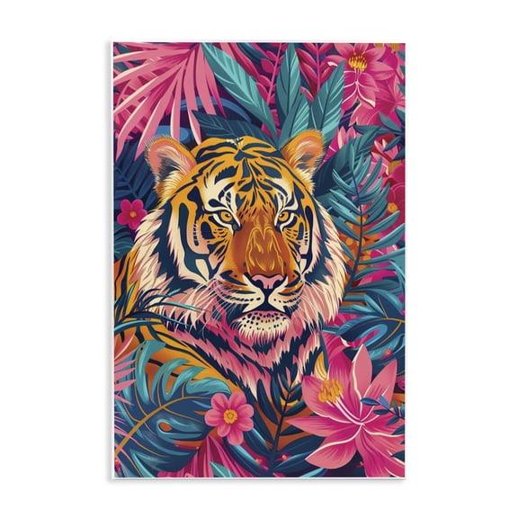 Stupell Industries Tropical Tiger Among Leaves Animals Painting Unframed Art Print Wall Art, 10 x 15