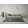 thumbnail image 3 of Ahgly Company Indoor Rectangle Medallion Light Blue Traditional Area Rugs, 6' x 9', 3 of 4