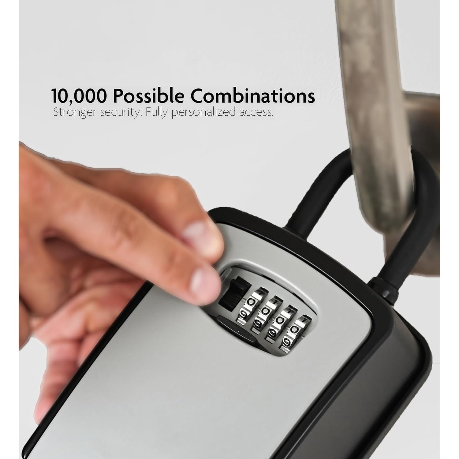 Key Lock Box Portable with U-Shackle – XXL Waterproof Heavy-Duty Metal Safe with 4-Digit Combination for Spare Keys Outside on Door Knob, Fence or Gate (Grey, XXL)