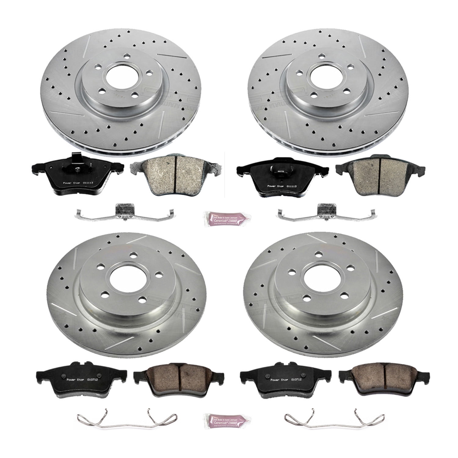 Power Stop Front and Rear Ceramic Brake Pad and Drilled and Slotted Rotor Kit K5469
