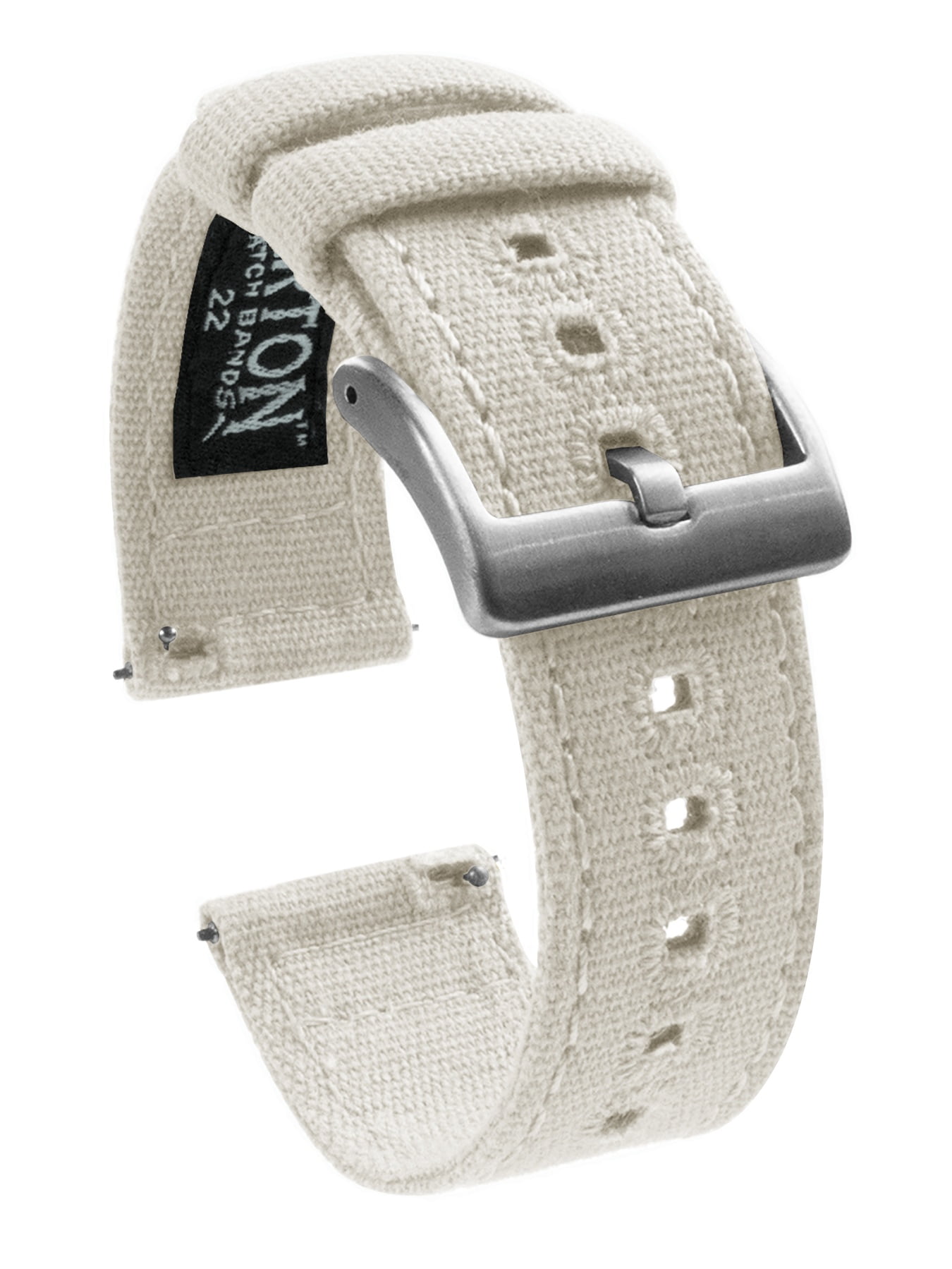 BARTON Canvas Quick Release Watch Band Straps Choose Color & Width 18mm, 20mm, 22mm White