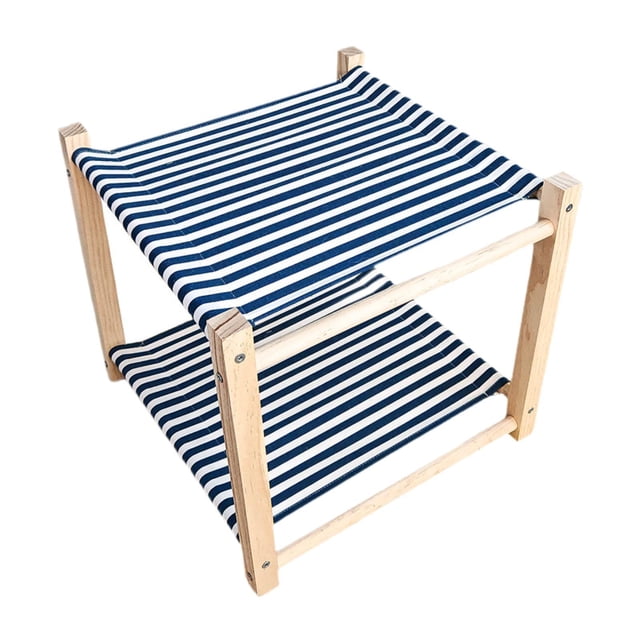 Cama hamaca para gatos de 2 niveles, muebles para gatos, muebles para mascotas, cómoda cama elevada de madera para gatos, marco de madera para