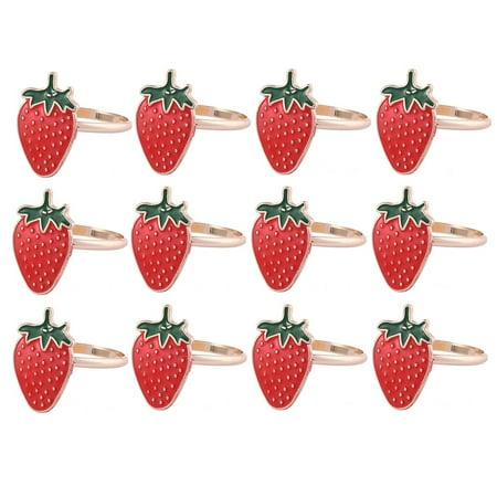 

Deoxygene 12Pcs Strawberry Napkin Rings Fashion Simple Fruit Series Napkin Rings for Party Table Napkin Accessories Decoration