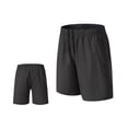 thumbnail image 2 of Mens Workout Sweat Shorts 7 Inch Cotton Casual Fitness Mens Athletic Gym Shorts with Pockets Black, 2 of 6