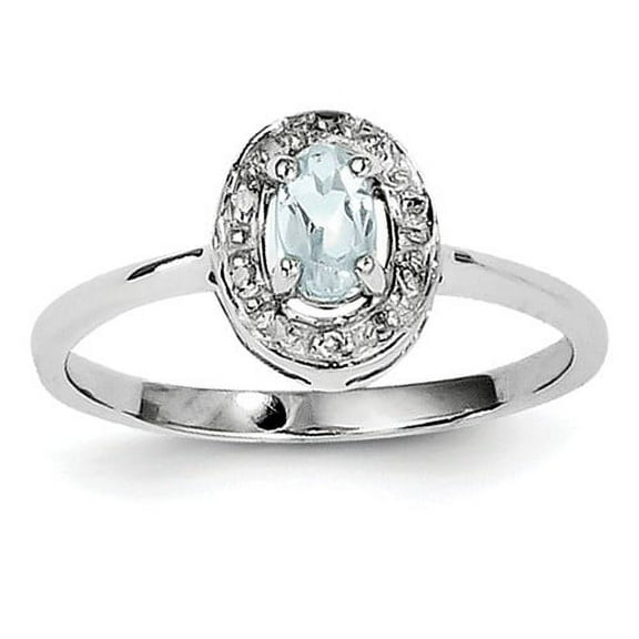 Primal Silver Sterling Silver Rhodium Aquamarine and Diamond Ring