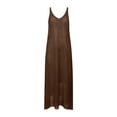 thumbnail image 5 of NMMUED Womens Crochet Sleeveless Dress Casual Summer V Neck Boho Knit Cover Up Beach Vacation Long Tank Dresses Brown 3XL, 5 of 6