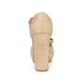 thumbnail image 2 of BLISSFUL STEP Women Round Toe Block Heel T Strap Pumps Beige 11, 2 of 7