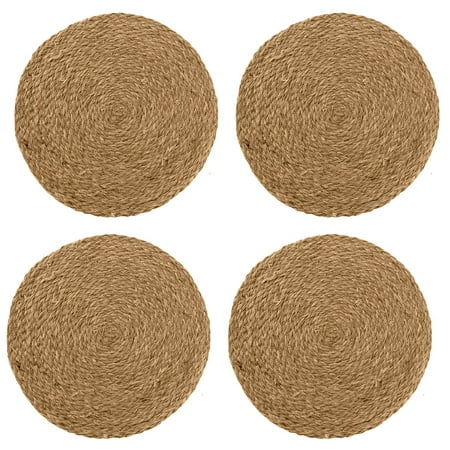 

Limei 4Pcs Weave Non-slip Placemat Coaster Table Round Insulation Pads Mats Home Decor