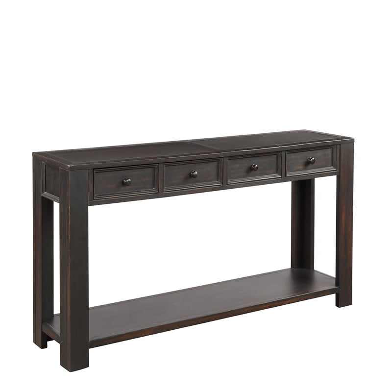 Auchen Entryway Table Rustic Wood, Counter Height Console Table With Drawers