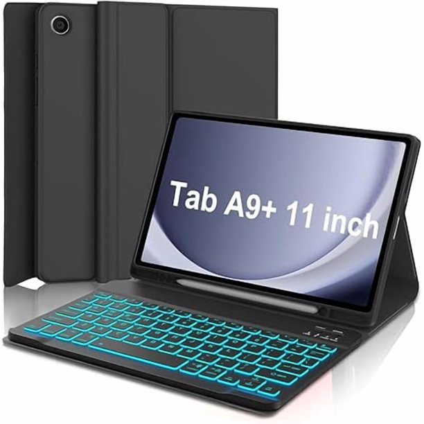 Funda con Teclado Retroiluminado con Soporte para S Pen, Negro|Samsung Galaxy Tab A9 Plus 5G 11'' 2023