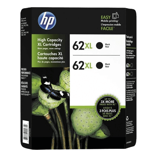 Original 62XL High Yield Black Ink Cartridge, 2 Pack, J3P42BN