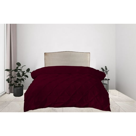BedDecor 300 GSM 1Pcs Pinch Pleated Solid (Wine, Full/Queen) 100% Egyptian Cotton Base Comforter