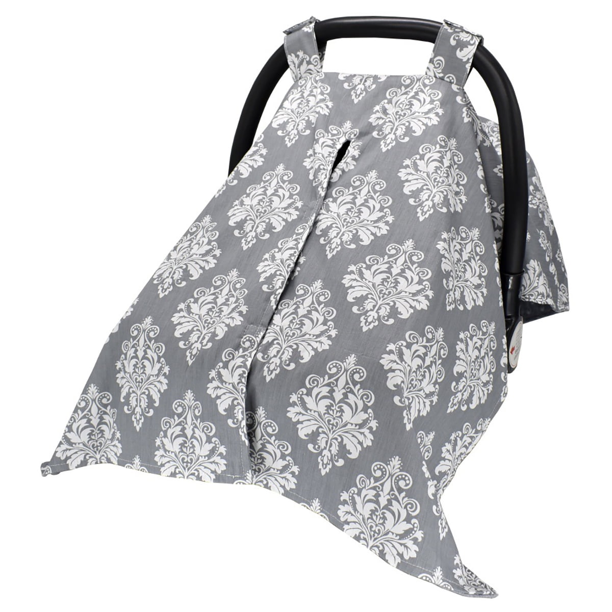 3 in 1 Baby Carseat Canopy White Floral Minky Sunshade Covers Nursing Cover Up Apron with Peekaboo