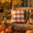 thumbnail image 5 of LEHOZIHEQ Plaid Pillows Case, Orange Plaid Decorative, 18x18 Inch Farmhouse Gingham Square Cushion Case, for Indoor Couch Bed or Outdoor Porch Patio, 5 of 9