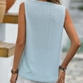 thumbnail image 4 of up to 60% off Gifts wycnly Womens Tank Tops Casual Solid Lace Trim Hollowed Going out Shirts Vest Summer Trendy Plain V-Neck Sleeveless Shirts Blouse Light Blue s, 4 of 5