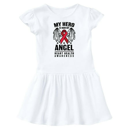 

Inktastic Heart Health Awareness My Hero is Now My Angel Gift Baby Girl Dress
