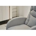 thumbnail image 4 of Glider Rocking Chair with Adjustable Footrest, Comfy Cotton Linen Upholstered Nursery Rocker Chair with Wood Legs Side Pocket, Accent Rocker Arm Chair Baby Bedroom, Living Room, Light Gray, 4 of 9
