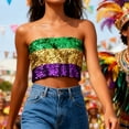 thumbnail image 2 of YTCAMLO Carnival Tube Tops for Women Trendy Sparkly Sequin Camisole Dressy Stretch Crop Tops Party Metallic Vest Clubwear, Purple, 2 of 8