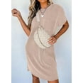 thumbnail image 5 of Womens Casual Summer Crewneck Short Sleeve Ribbed Mini Tshirt Dress, S-2XL, 5 of 7