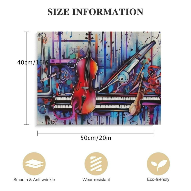 ONETECH Large Wall Art Guitar Saxophone Abstract Canvas