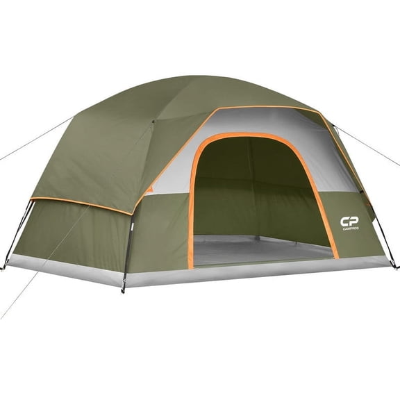 CAMPROS 6 Person Camping Tents, Waterproof Windproof Family Dome Tent with Rainfly, Large Mesh Windows, Wider Door, Portable with Carry Bag