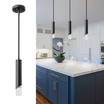 Deyidn 1-Pack Black Pendant Light Fixtures, Adjustable Modern Pendant Lights for Kitchen Island, Industrial Glass Pendant Lights for Dining Table Hallway Bedroom Living Room