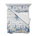 thumbnail image 7 of Quilts Twin Size Bedding Set, Blue Jellyfish Coastal Lightweight Quilted Comforter, Beach Starfish Nautical Coral Retro Soft Reversible Bedspread Coverlet with Pillow Covers for All Season, 68" x 86", 7 of 7