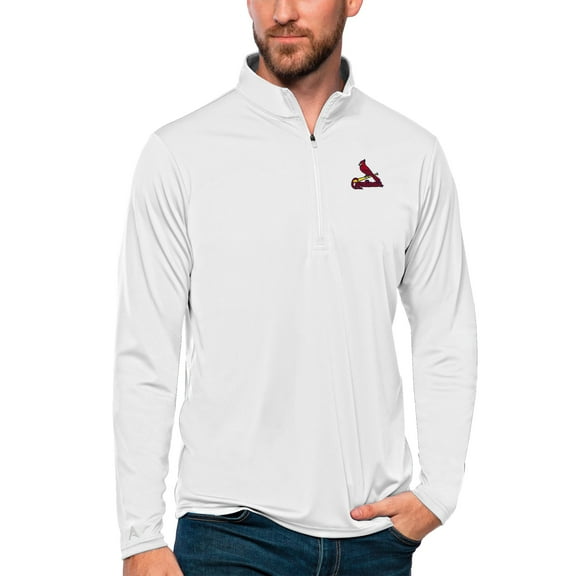 Men's Antigua White St. Louis Cardinals Tribute Quarter-Zip Pullover Top