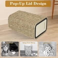 thumbnail image 6 of Boho Trash Can with Lid,2.6Gallon Small Rattan Trash Can with Press Top Lid,Slim Wicker Waste Basket and Hamper 2 In 1 for Bathroom,Seagrass Woven Garbage Can Trash Basket For, 6 of 8